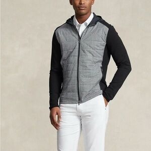 RLX Ralph Lauren Mens XL Glen Plaid Hybrid Black Wool Stretch
Hooded Jacket Sz L